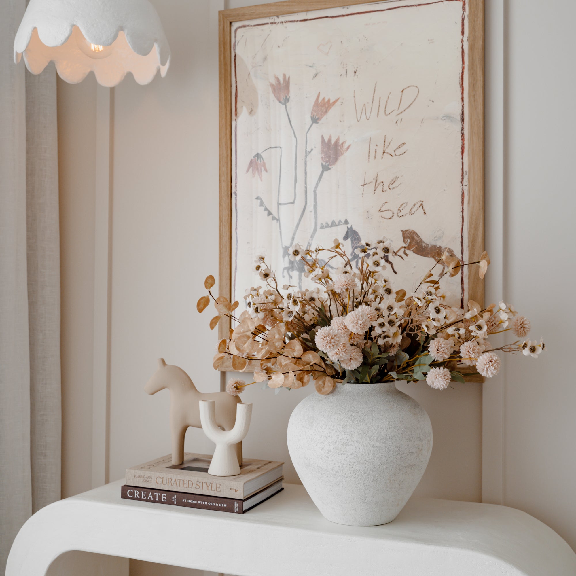 Faux Kiku Flower Arrangement - Cream and Ivory