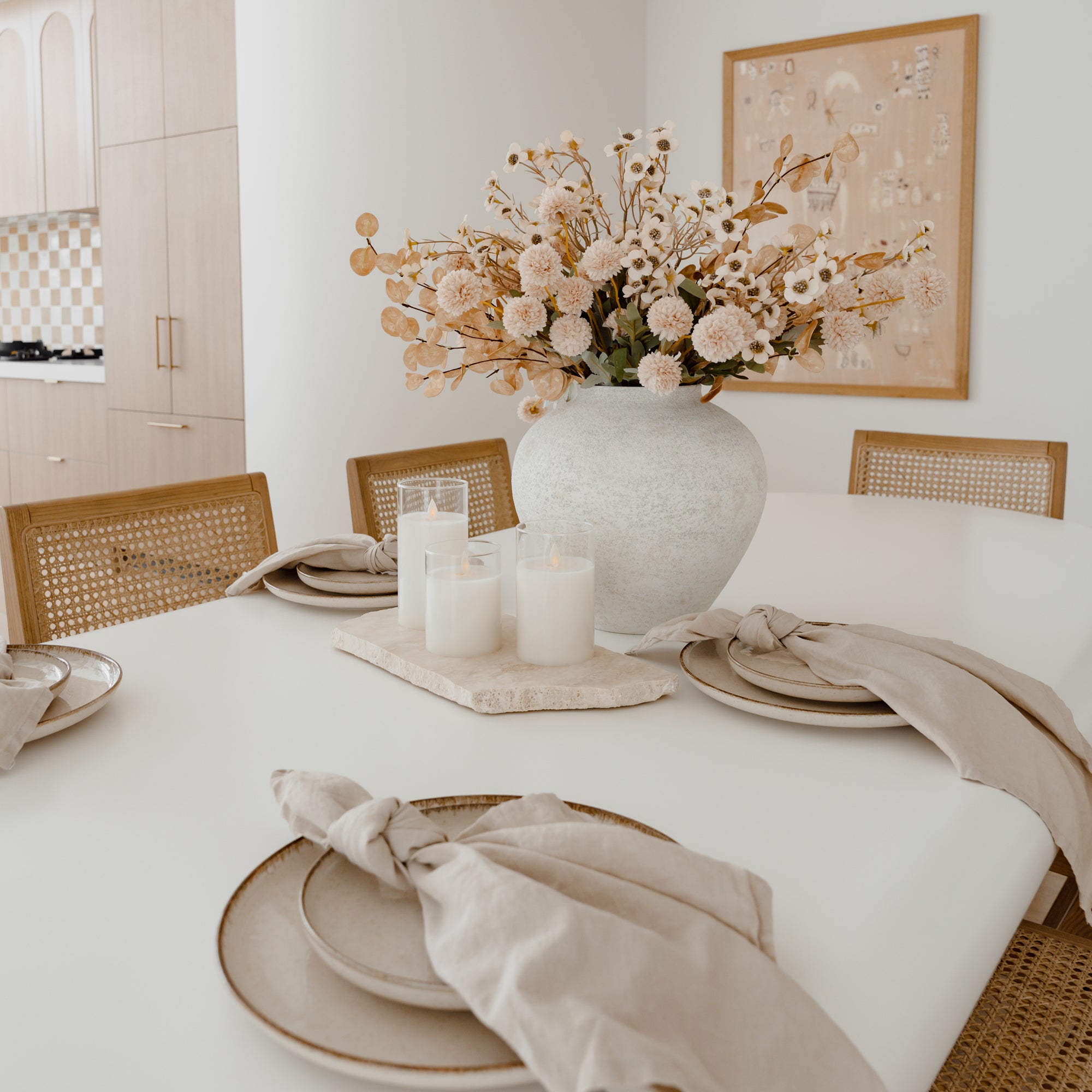Faux Kiku Flower Arrangement - Cream and Ivory