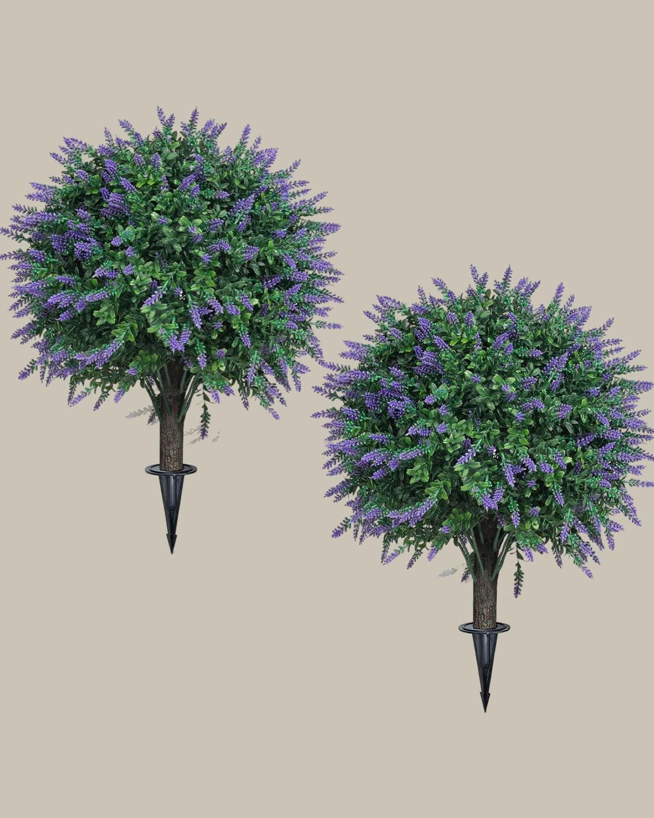 Artificial UV-Resistant Lavender Topiary Ball with Spike (Set of 2).