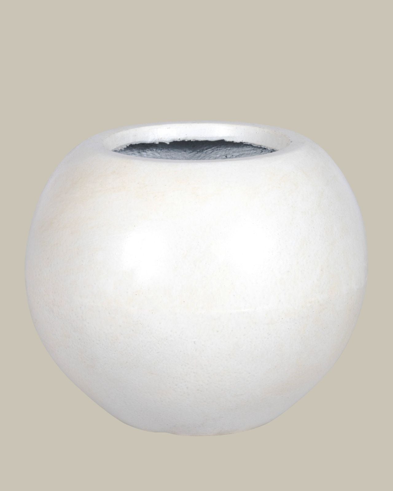 Large Round Fibrestone Pot - White