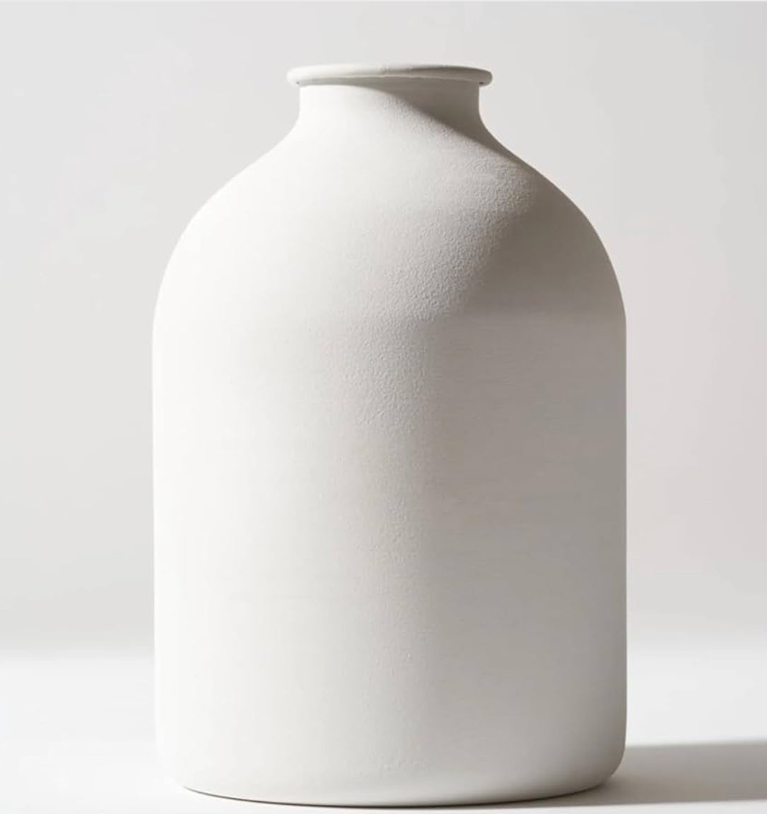Modern Iron Vase - Matt White