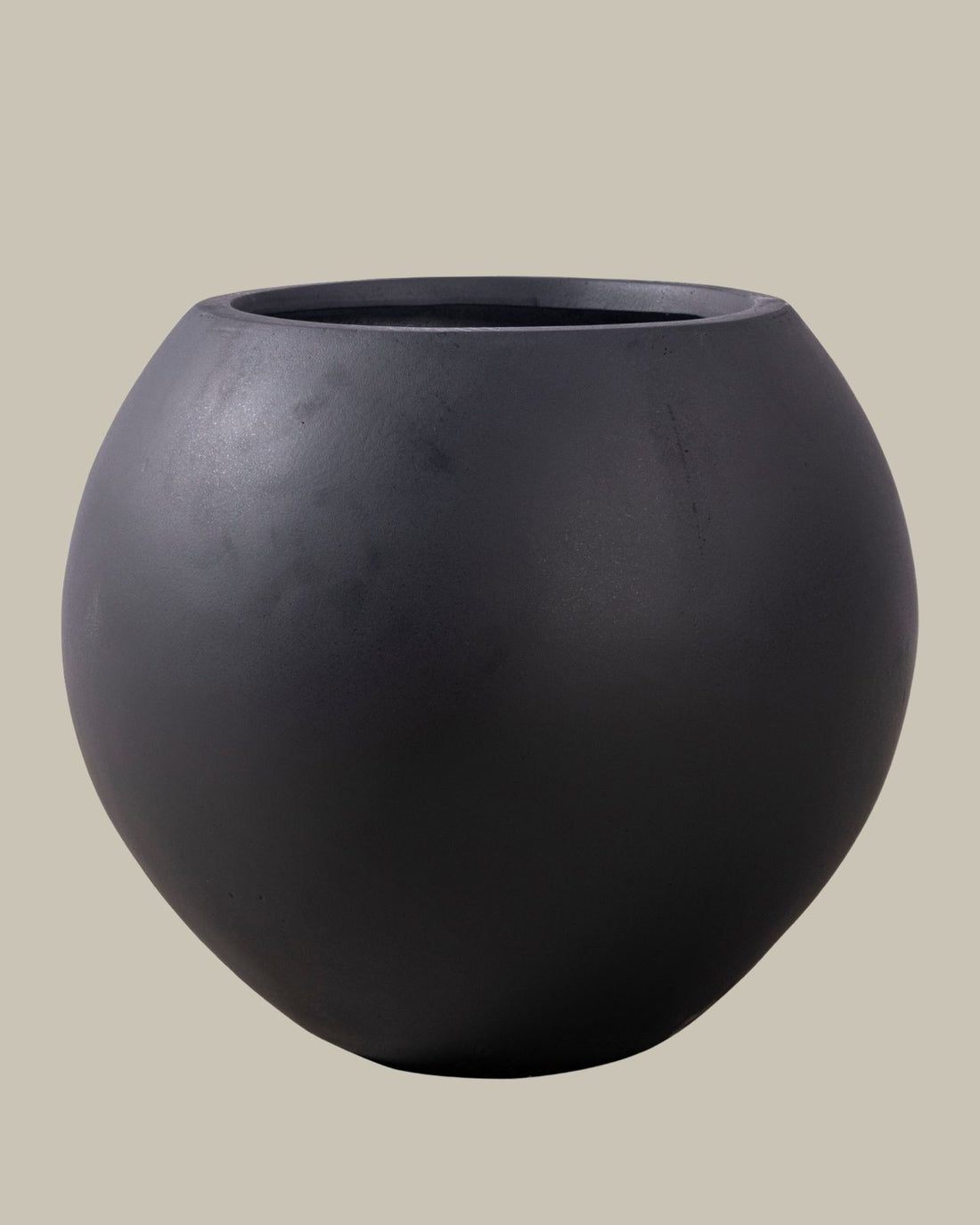 Large Round Fibrestone Pot - Black