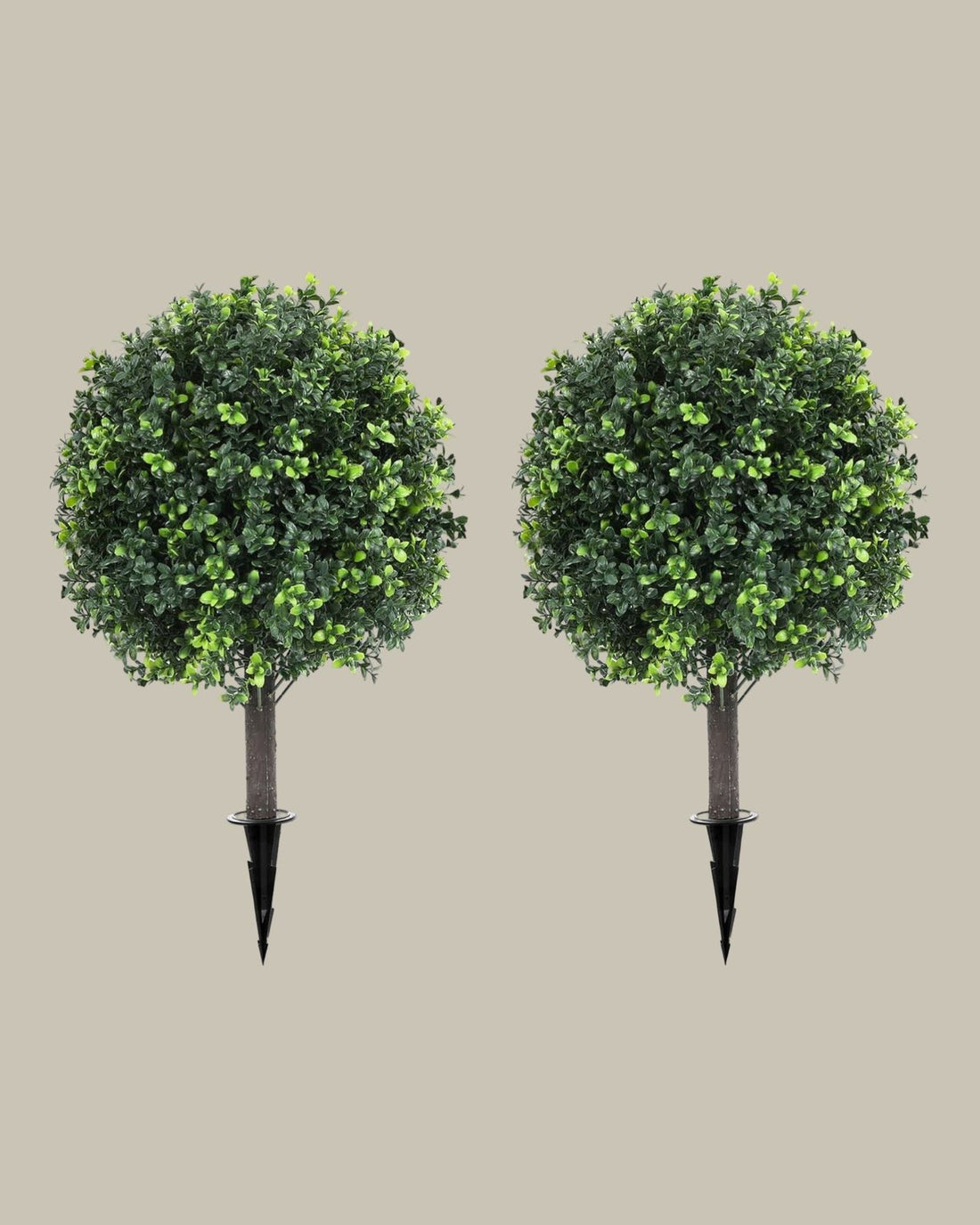Artificial UV-Resistant Boxwood Topiary Ball with Spike (Set of 2)