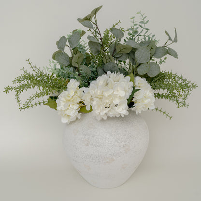 Faux Hydrangea And Eucalyptus Arrangement
