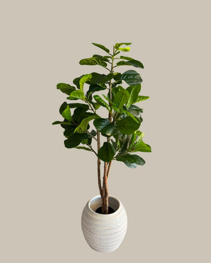 Faux Fiddle Leaf Fig Tree with Real Wood Trunks 150CM