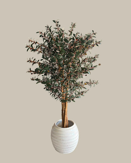 Faux Lush Olive Tree with Real Wood Trunks 150CM
