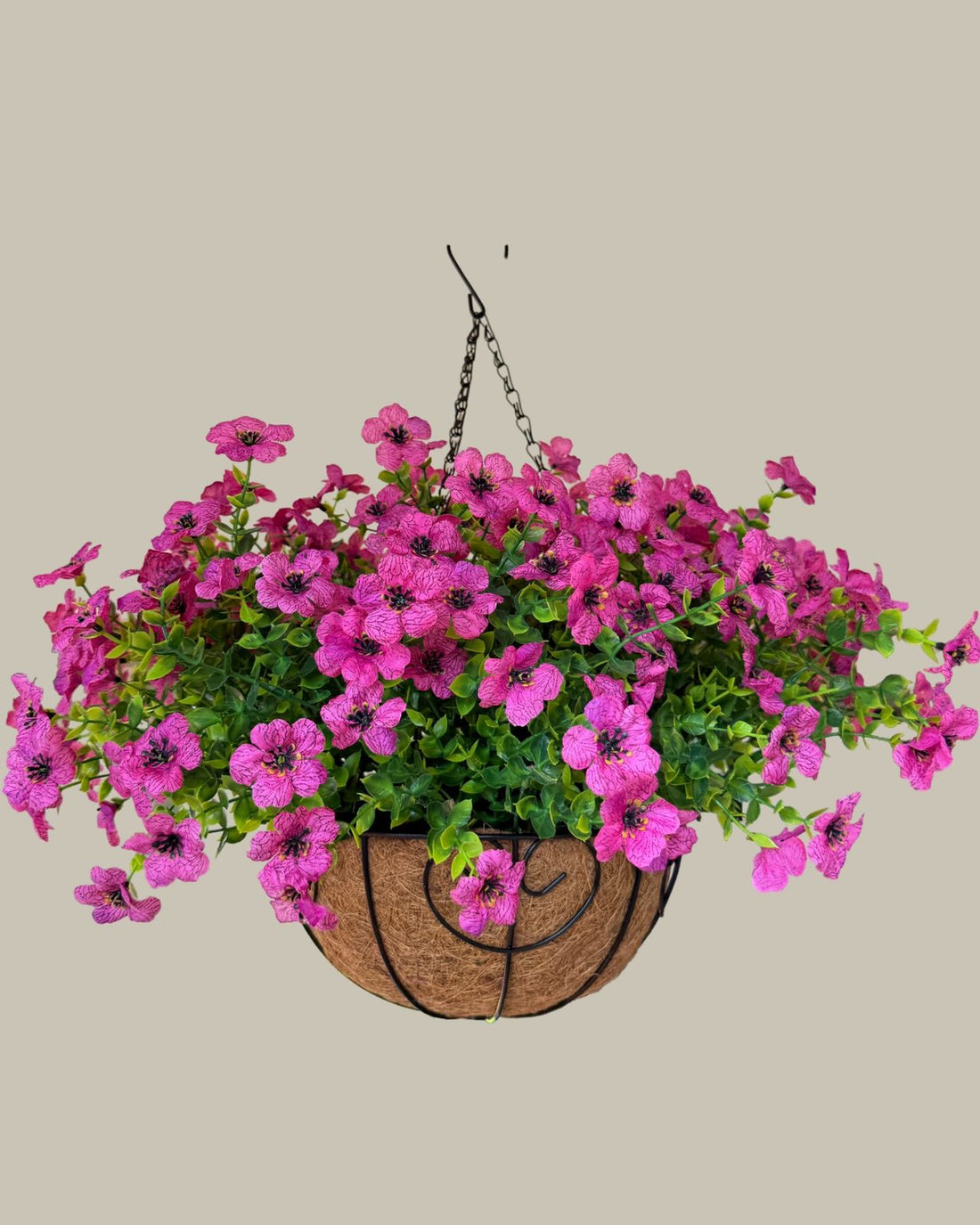 UV Protected Artificial Hanging Flower Basket for Outdoors