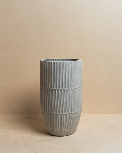 Ravello Tall Ribbed Fibreclay Pot - White
