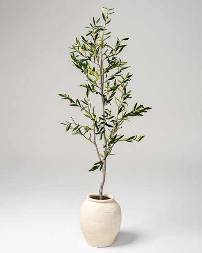 Faux Slim Olive Tree with Real Wood Trunk 180CM
