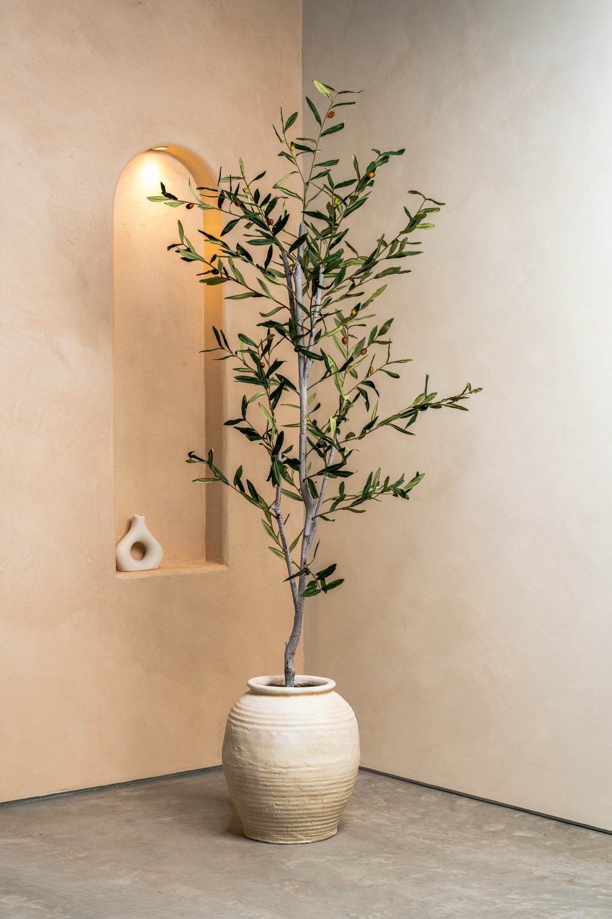 Faux Slim Olive Tree with Real Wood Trunk 180CM