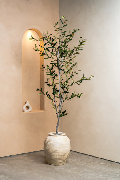 Faux Slim Olive Tree with Real Wood Trunk 180CM
