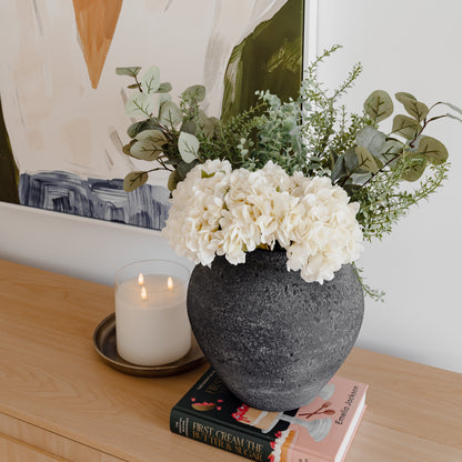 Faux Hydrangea And Eucalyptus Arrangement