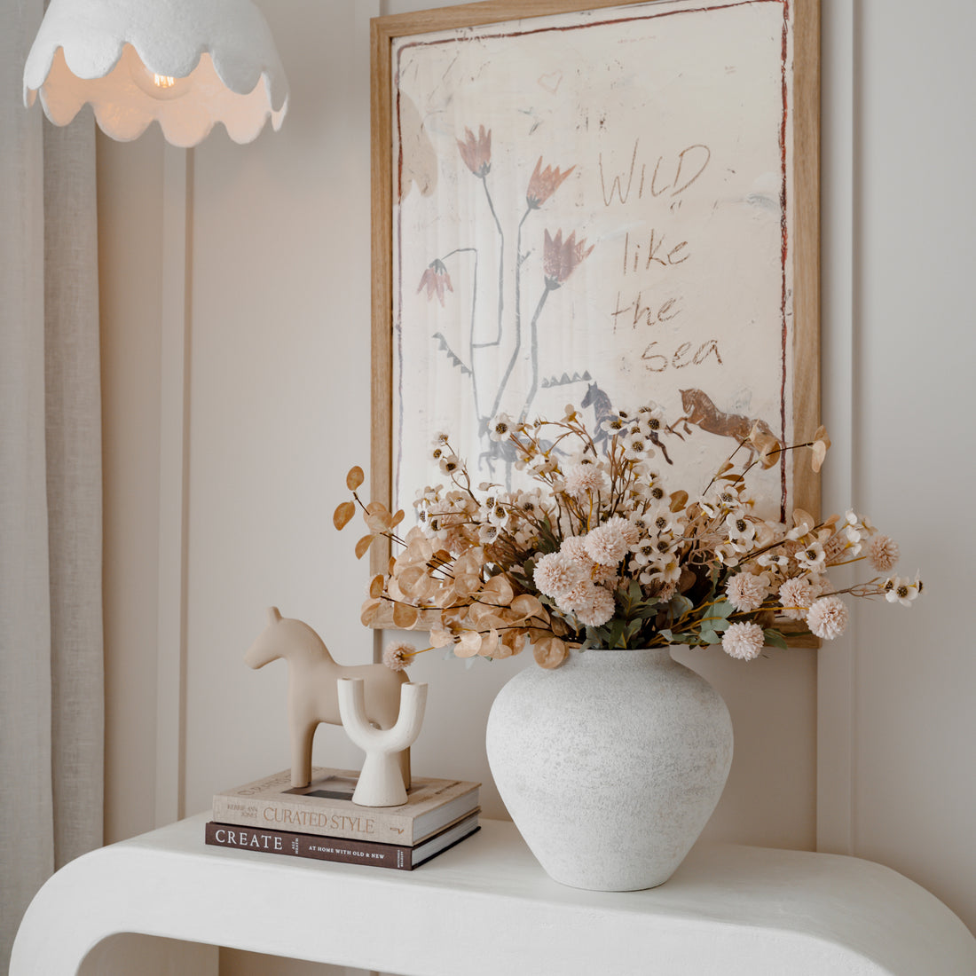 Faux Kiku Flower Arrangement - Cream and Ivory