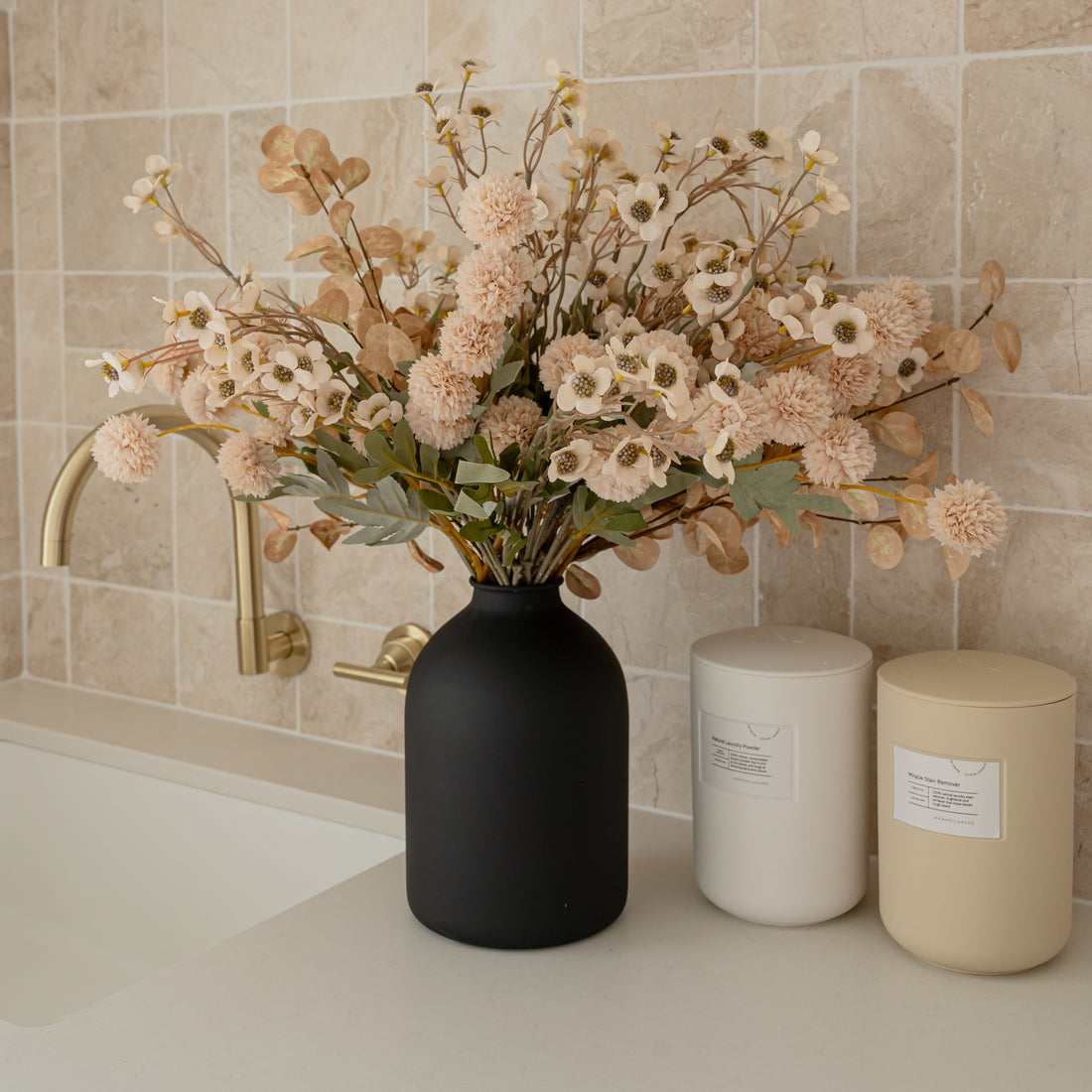 Modern Matt Black Iron Vase - Siena