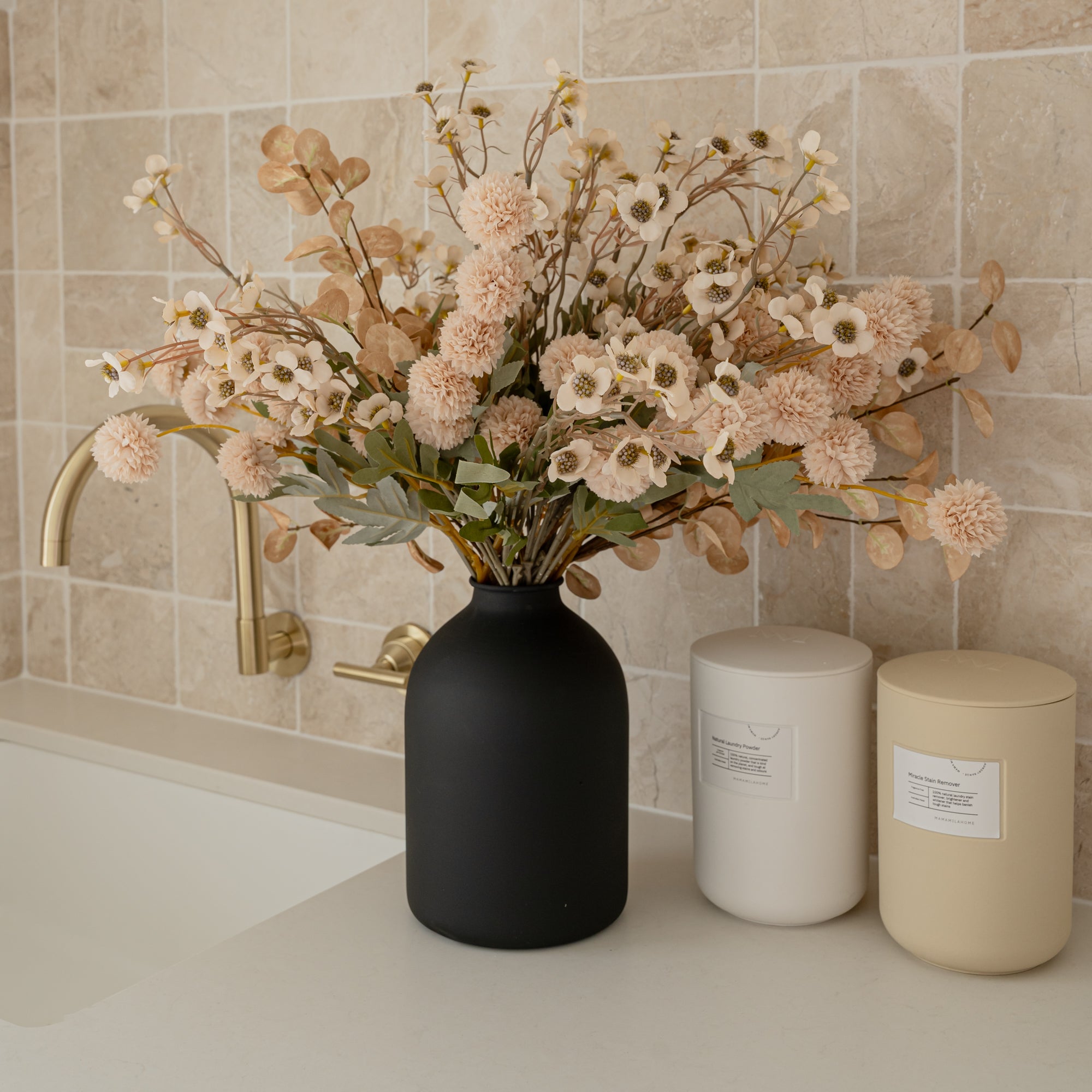 Modern Matt Black Iron Vase - Siena