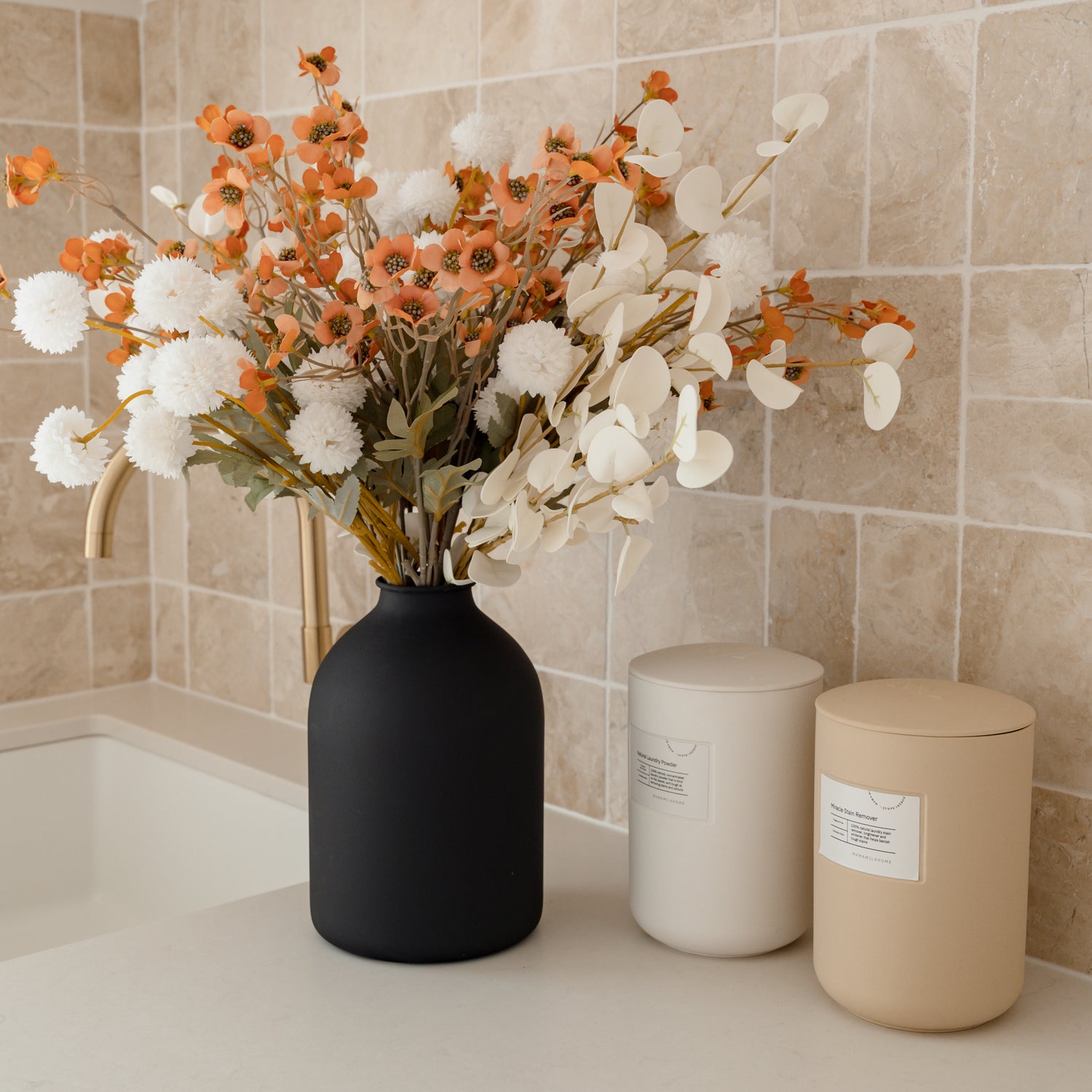 Modern Matt Black Iron Vase - Siena