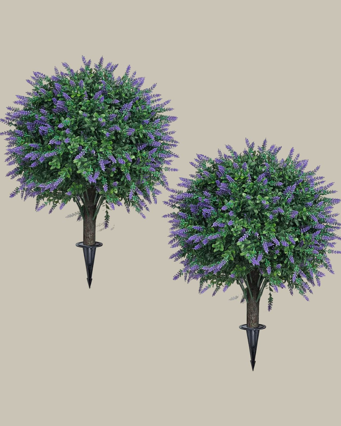 Artificial UV-Resistant Lavender Topiary Ball with Spike (Set of 2)