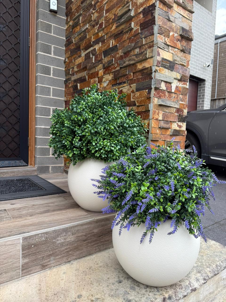 Artificial UV-Resistant Lavender Topiary Ball with Spike (Set of 2)