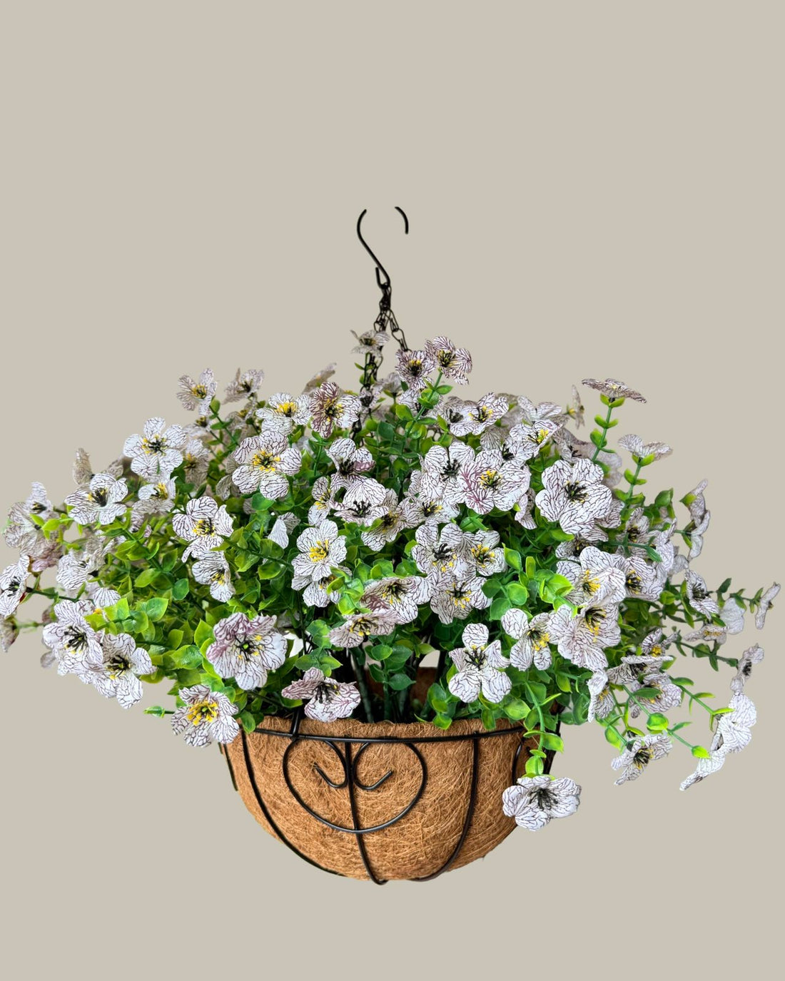 UV Protected Artificial Hanging Flower Basket for Outdoors