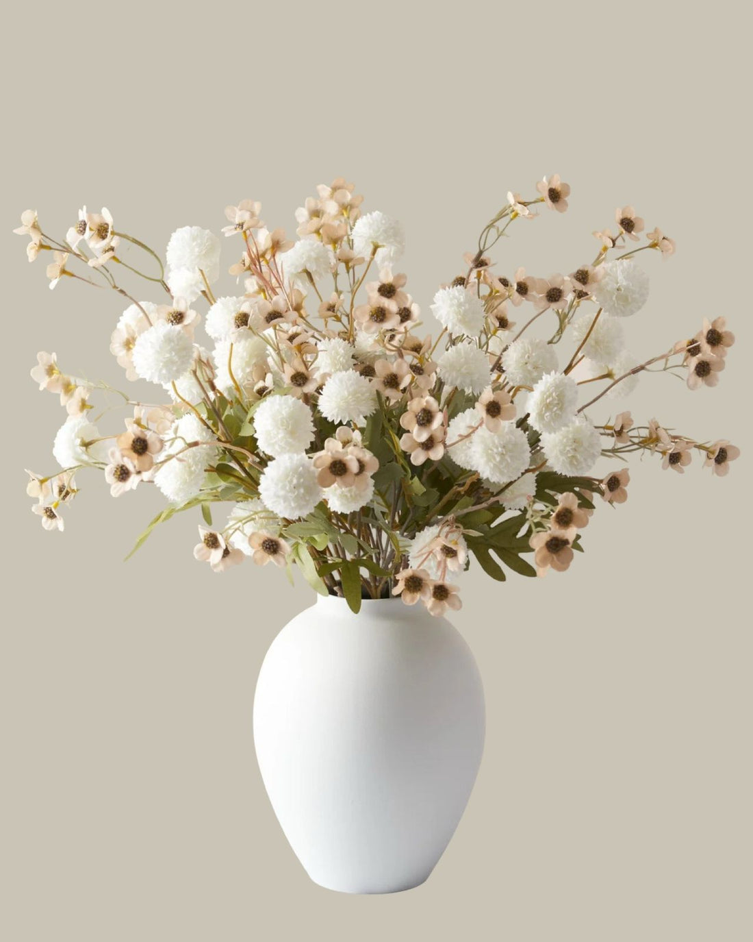 Faux Kiku Flower Arrangement - White and Ivory