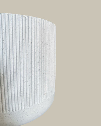 Minimalist White Fibrestone Pot – 24cm