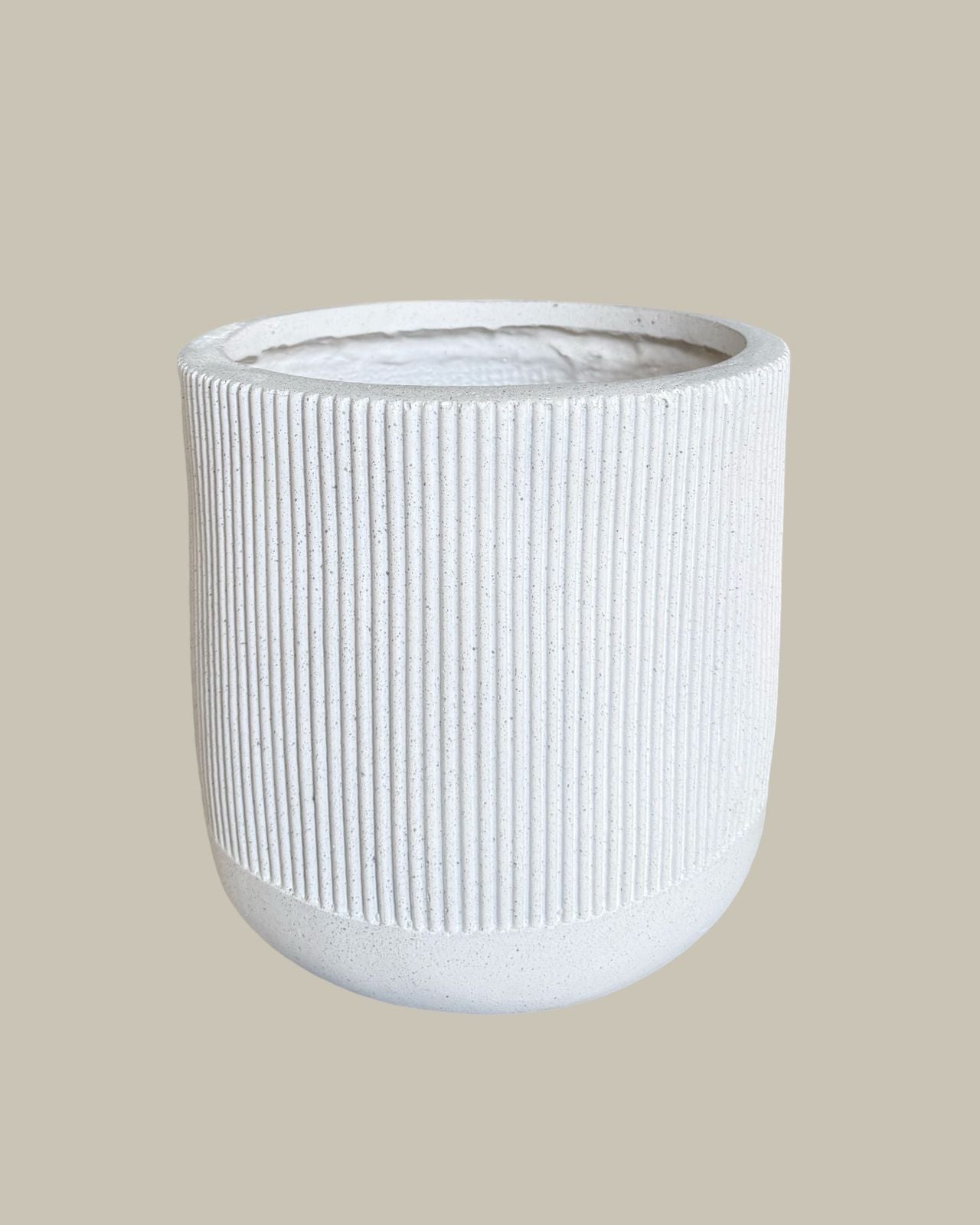 Minimalist White Fibrestone Pot – 24cm