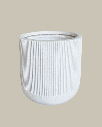 Minimalist White Fibrestone Pot – 24cm